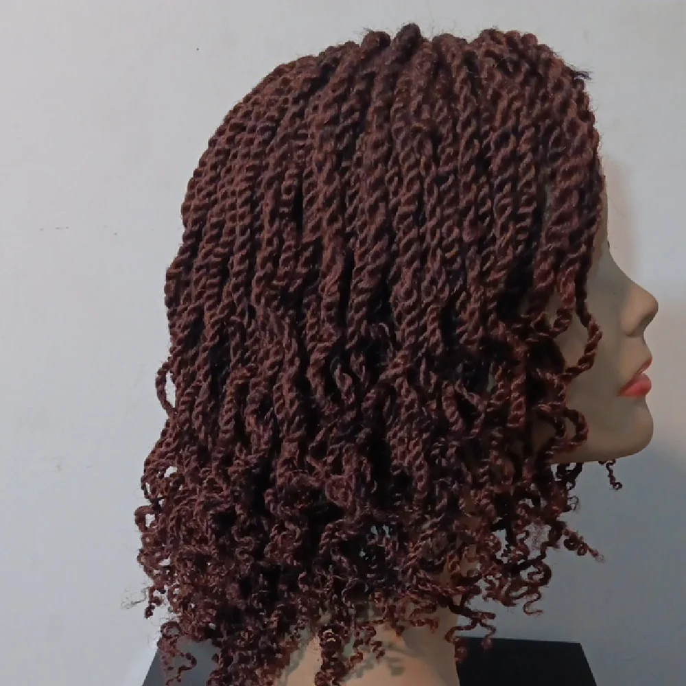 Elegant Full Lace Brown Twisted Hair Wig